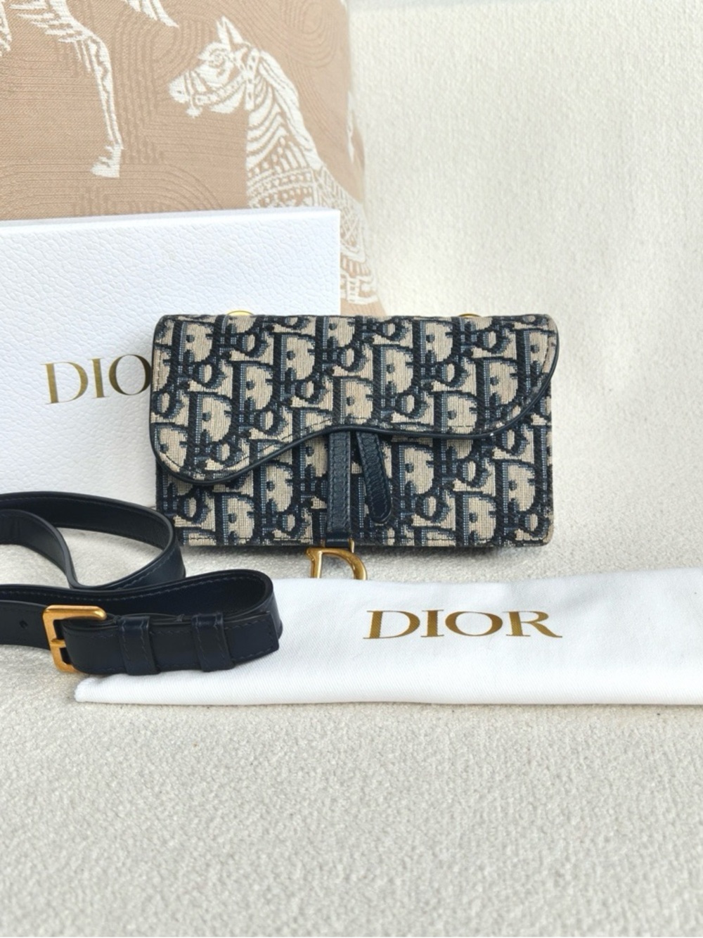 Dior | Saddle Woc Oblique Blue | Excellent Condition | Crossbody Wallet